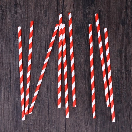 Masteelf 25 PCS Pink Strip Paper Straws Drinking for Baby Shower Weddings Parties Disposable Paper Straws Biodegradable
