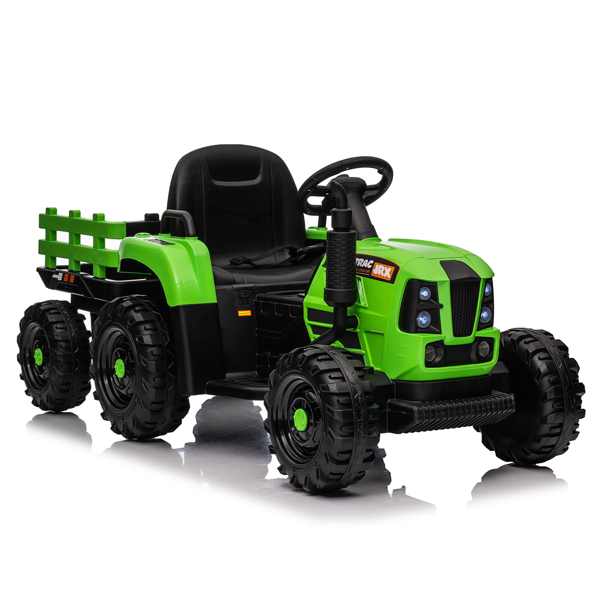 CIPACHO 12V Ride On Tractor with Trailer, 2.4RC, Electric Kids Car Three Speed Adjustable, USB, MP3, Power Display, Green CIPACHO 12V Ride On Tractor with Trailer, 2.4RC, Electric Kids Car Three Speed Adjustable, USB, MP3, Power Display, Green