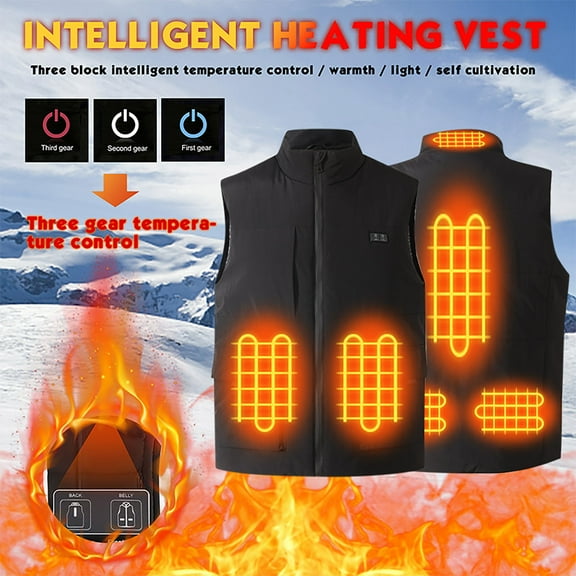 guisaled Heated Vest for Men Smart Rechargeable USB Heated Jacket Warm Lightweight Softshell 6 Heating Zone Heated Vests Battery Pack Not Included
