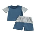 thumbnail image 1 of Childrens T-shirt and Shorts Set Fashion Color Stitching Short Sleeve Tops and Short Pants, 1 of 7