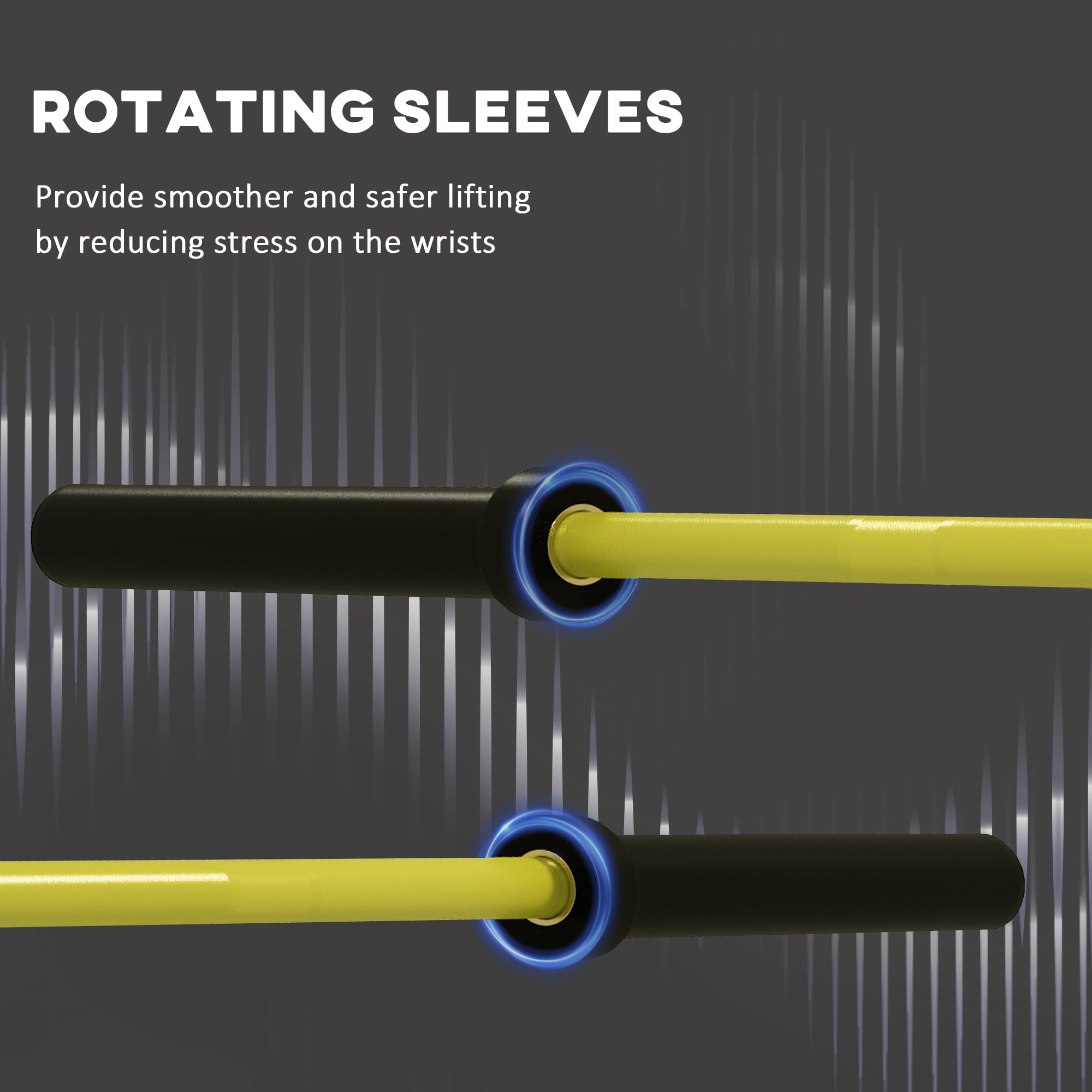 Soozier 7.2ft Weight Bar, Bench Press Bar with Rotating Sleeves, 1500lbs Weight Capacity, Yellow