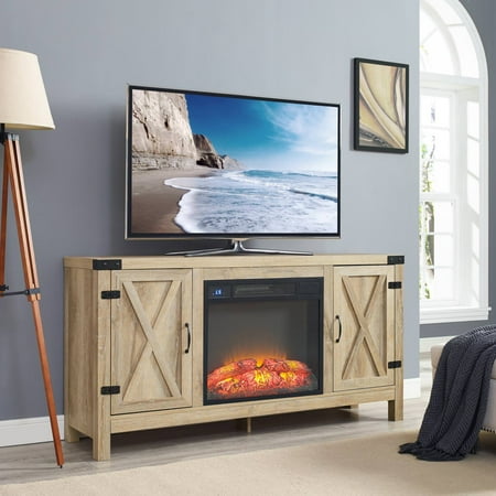 Home Source Esme Blonde Oak Electric Fireplace Tv Stand With