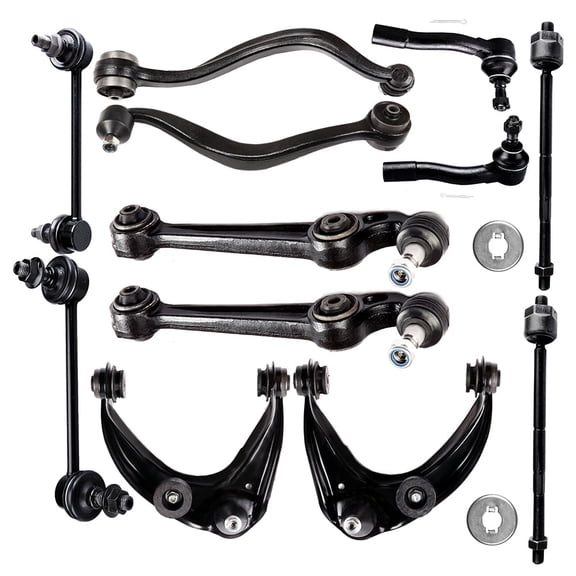 ECCPP - 12PC Front 4 Upper Lower Right Control Arm and Ball Joint 2 Sway Bar End Link 2 Outer 2 Inner Tie Rod Ends fit for 2003-2007 for Mazda for 6 Suspension Kit