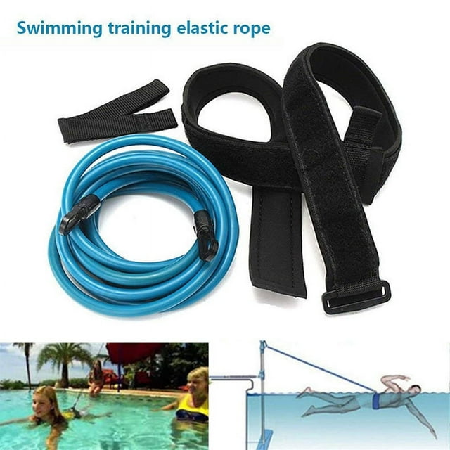 Jinsinto 4M Adjustable Swimming Resistance Belt High Quality Elastic Rope Swimming Pool Safety Training Band Blue
