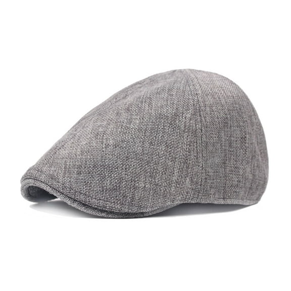 Men Classic Solid Linen Cotton Flat Hat Driving Outdoor Sun Beret Golf Hats Cap