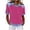 Hot Pink, variant on JnLxul Striped Tops for Women Short Sleeve Turn down Collar Color Blocked Blouse Tops Casual Loose Summer Trendy Tops