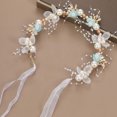 thumbnail image 3 of Diadema con diseño floral de mariposa, cinta ajustable, diadema para mujer, perlas sintéticas, circonitas cúbicas, estilo griego bohemio, tocado de hadas para bodas y damas de honor., 3 of 8