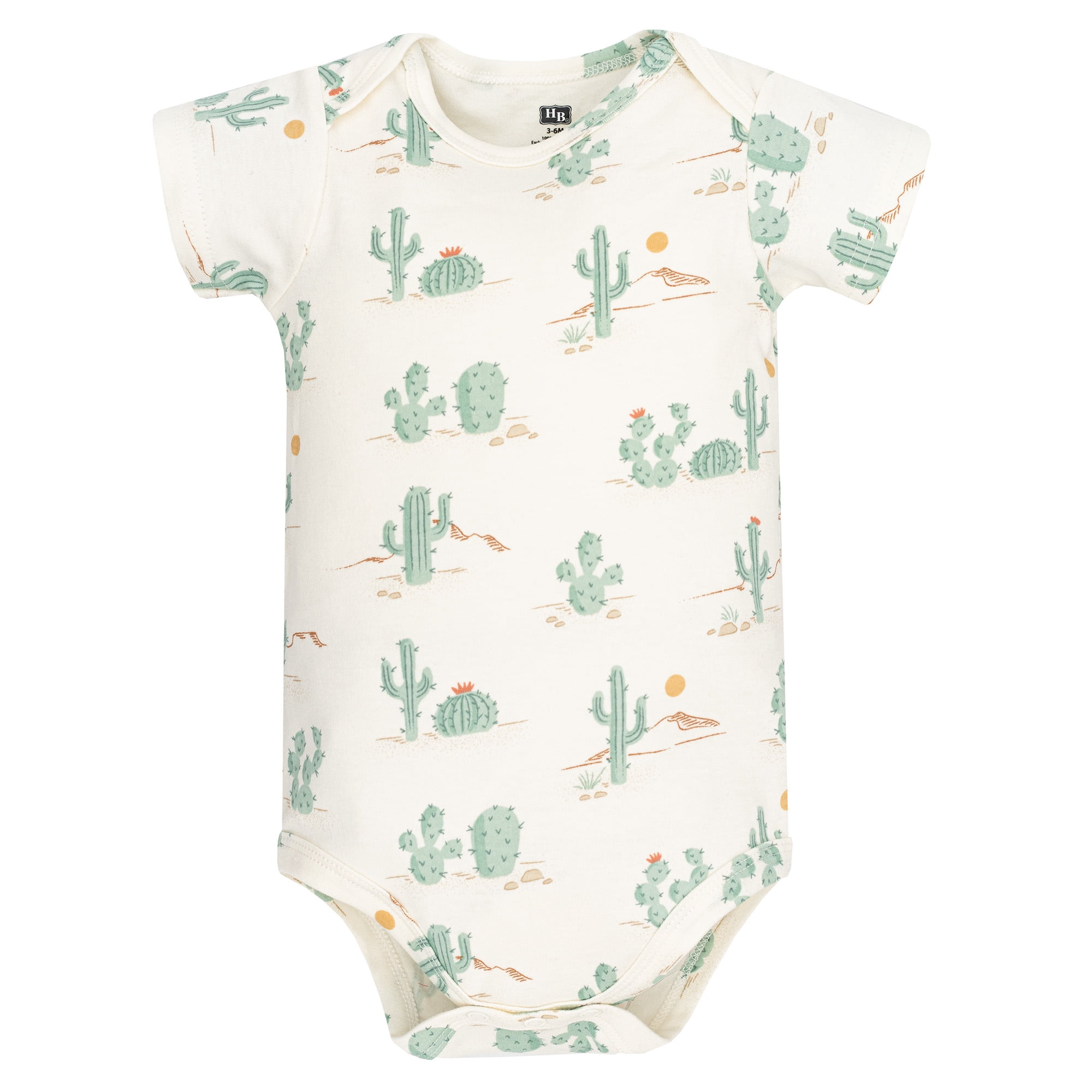 Hudson Baby Infant Boys Cotton Bodysuits 5-Pack, Desert Cactus, 9-12 Months