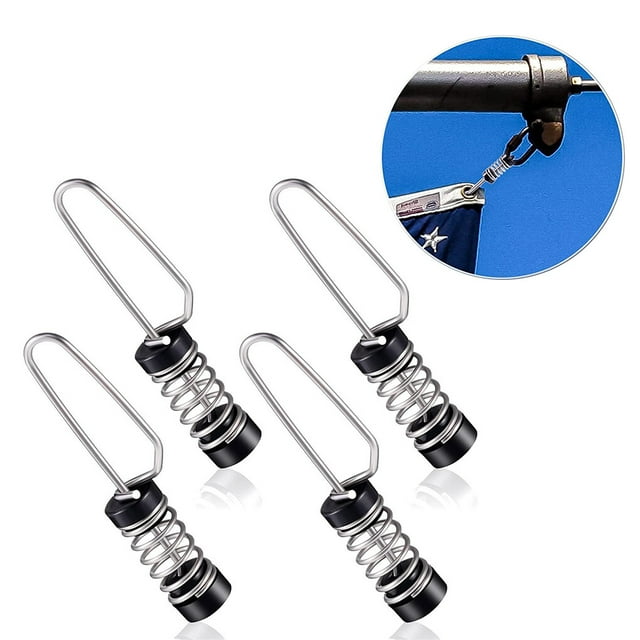 4Pcs Fishing Flag Clips Sturdy Reliable Rust-proof Torsion Spring Durable Sturdy Marine Boat Clip Flagpole Lines Hardware Accessories