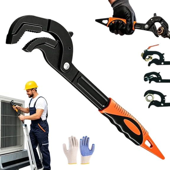 Self Adjusting Pipe Wrench, 4 in 1 High Carbon Steel Adjustable Wrench, 10 and 15 Inch for Plumbing and Auto Repair