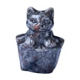 thumbnail image 4 of Estatua de gato de cristal de imitación, mini adorno de gatito, miniatura ligera para mesa Gris, 4 of 9