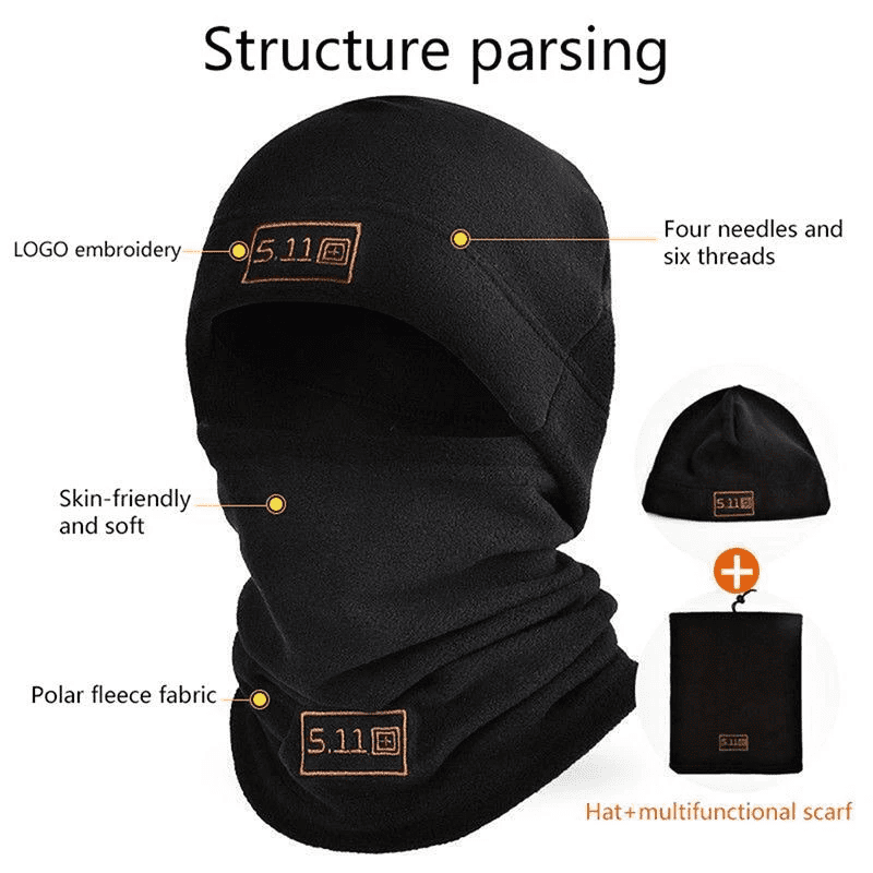 Windproof Beanie with Scarf, Polar Fleece Balaclava Hood & Face Mask for Cycling, Skiing, Fishing, Construction, Outdoor Activities, and Cold Weather