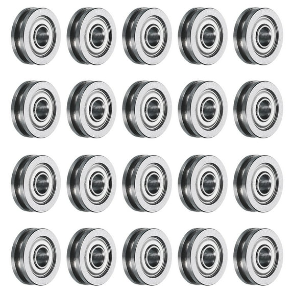 Uxcell 20 Packs TU0310 U Groove Track Guide Bearing 3x10x3mm U Groove Roller Wheel (GCr15) Chrome Steel Bearings