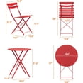 thumbnail image 2 of Ensemble Bistro Pliant de Patio 3 Pcs avec Cadre en Aluminium Enduit de Poudre Rouge, 2 Chaises et 1 Table, Sièges Compacts Résistants à la Rouille pour Petit Balcon, Terrasse, Jardin, 2 of 5