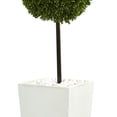 thumbnail image 3 of Nearly Natural 3.5 ft. Boxwood Ball Topiary Artificial Tree in White Tower Planter UV Resistant (Indoor/Outdoor), 3 of 3