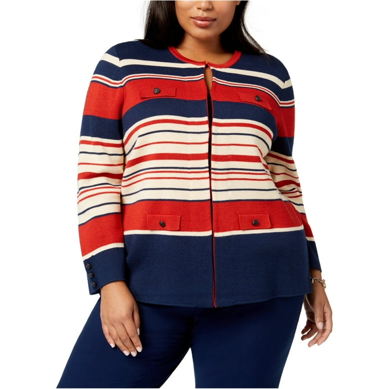 ANNE KLEIN $139 Womens New Navy Striped Open Cardigan Casual