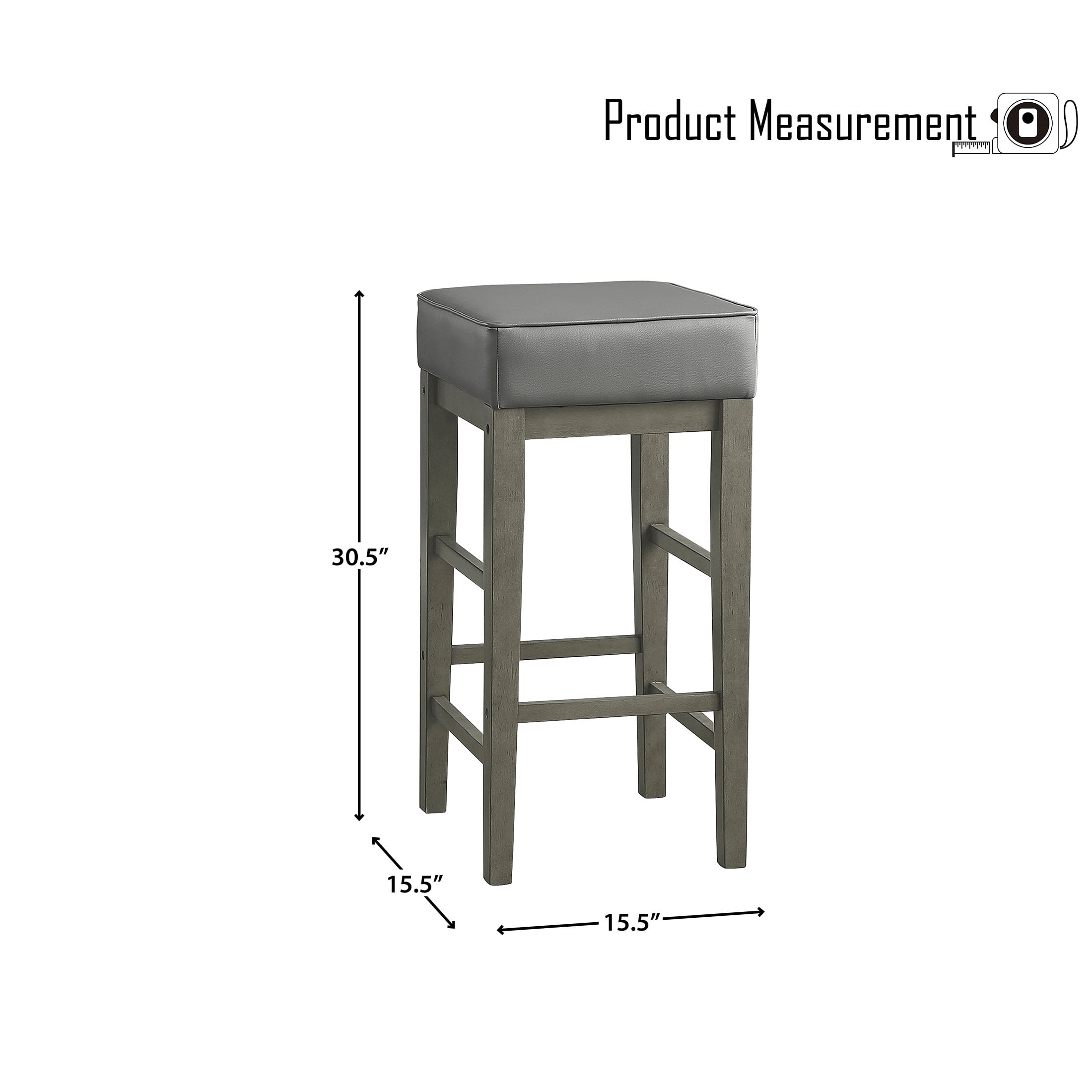 OakvillePark Holbrook Square Pub Height Barstool (Set of 2), Gray