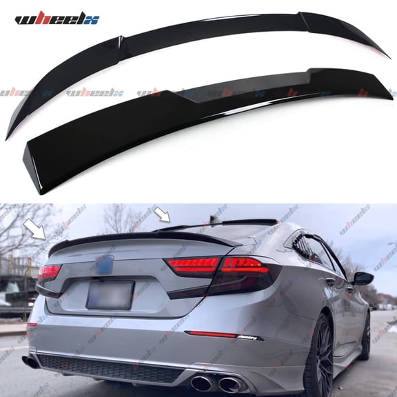 2Pcs Roof Top Spoiler & Rear Spoiler Compatible with 2018-2022 Honda Accord, V Style Duckbill Fits for 4 Door Sedan, Trunk Exterior High Kick Tail Deck Lid Wing Lip (Glossy Black)