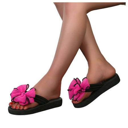 

Pimfylm Nude Sandals Womens Wedge Flip Flops Sandals with Arch Support Summer Comfortable Platform Bohemia Flat Shoes Hook Loop Adjustable Casual Thong Sandal Red 7.5