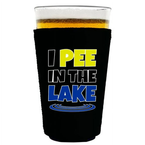I Pee In The Lake Pint Glass Coolie (Black)