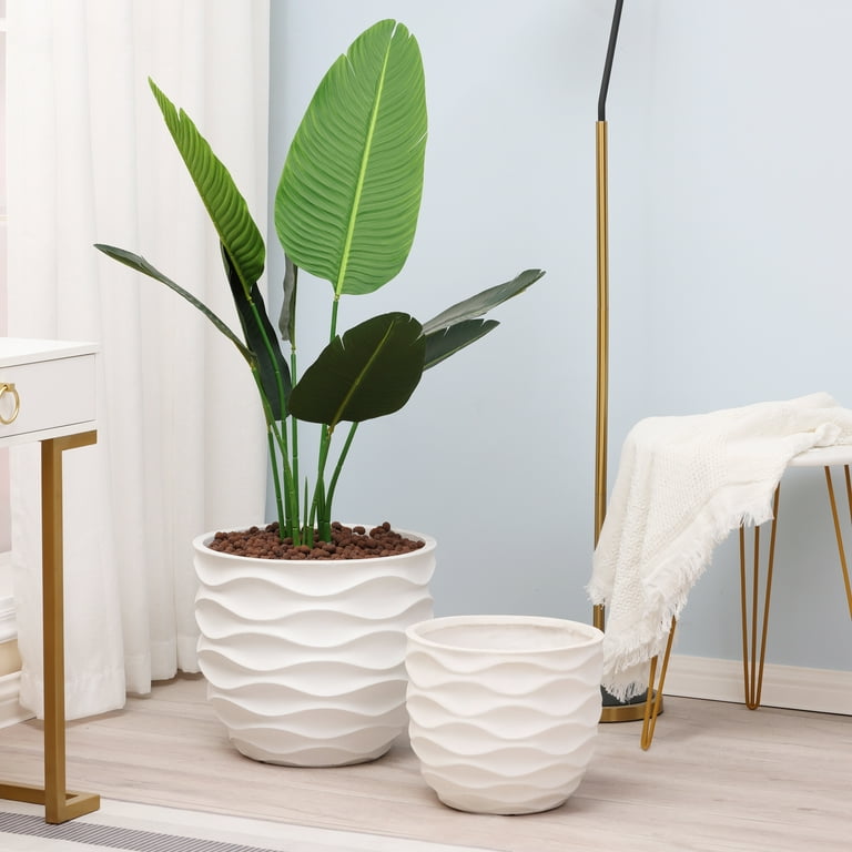 Havenside Home Round White Magnesium oxide with Drainage