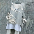 thumbnail image 2 of CFLVAEK Oversized Gauze Long Sleeve Linen Blouses for Women Plus Size Elegant Floral Print Scoop Neck Shirt Casual Batwing Shirts Lightweight Beach Vacation T Shirts Resort Wear, 2 of 7