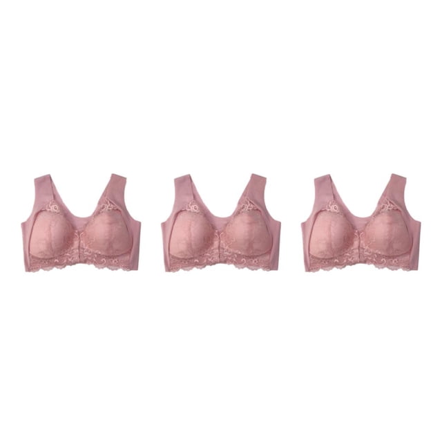 Minnieouse Sujetador deportivo cómodo con cierre frontal y espalda con realce sin costuras, cómodo, informal, para mujer, color rosa M Type1 NO1