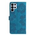 thumbnail image 3 of Leather For Samsung Galaxy S21 Ultra 5G Case Flower Embossed 3-card  Flip Wallet Leather Case with Card Holder Magnetic Closure ,Detachable Wrist Strap,Shockproof Phone Cases Cover,Blue, 3 of 9