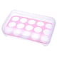 thumbnail image 5 of Advancent Soporte para huevos Refrigerador 15 Rejillas Bandeja para huevos Caja con tapa Contenedor de almacenamiento de plástico transparente Rosado 2piezas, 5 of 6