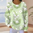 thumbnail image 2 of Kaondbfi Women's Lily of the Valley Flower Print Pullover Tops Fall Fashion Round Neck Loose Hoodless Sweatshirts for Women, 2 of 5