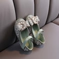 thumbnail image 6 of Bxsruta Girls' Rhinestone and Pearl Bow Mary Jane Flats with Elastic Strap, Sequins Dress Shoes for Party and Wedding, 6 of 6