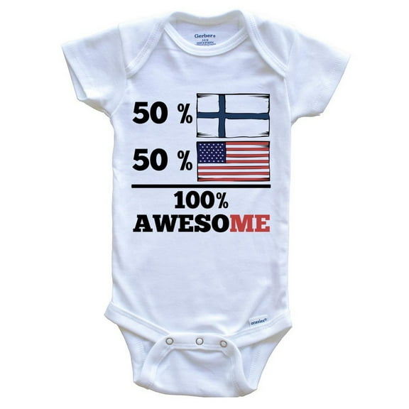 50% Finnish 50% American 100% Awesome Funny Baby Bodysuit - Finnish Flag Finland Baby Bodysuit