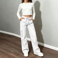thumbnail image 6 of Dagugfen Cargo Pants for Girls Boys Loose Fitted Elastic Waist Full Length Pants with Multi Pockets(7-8 Years,White), 6 of 9