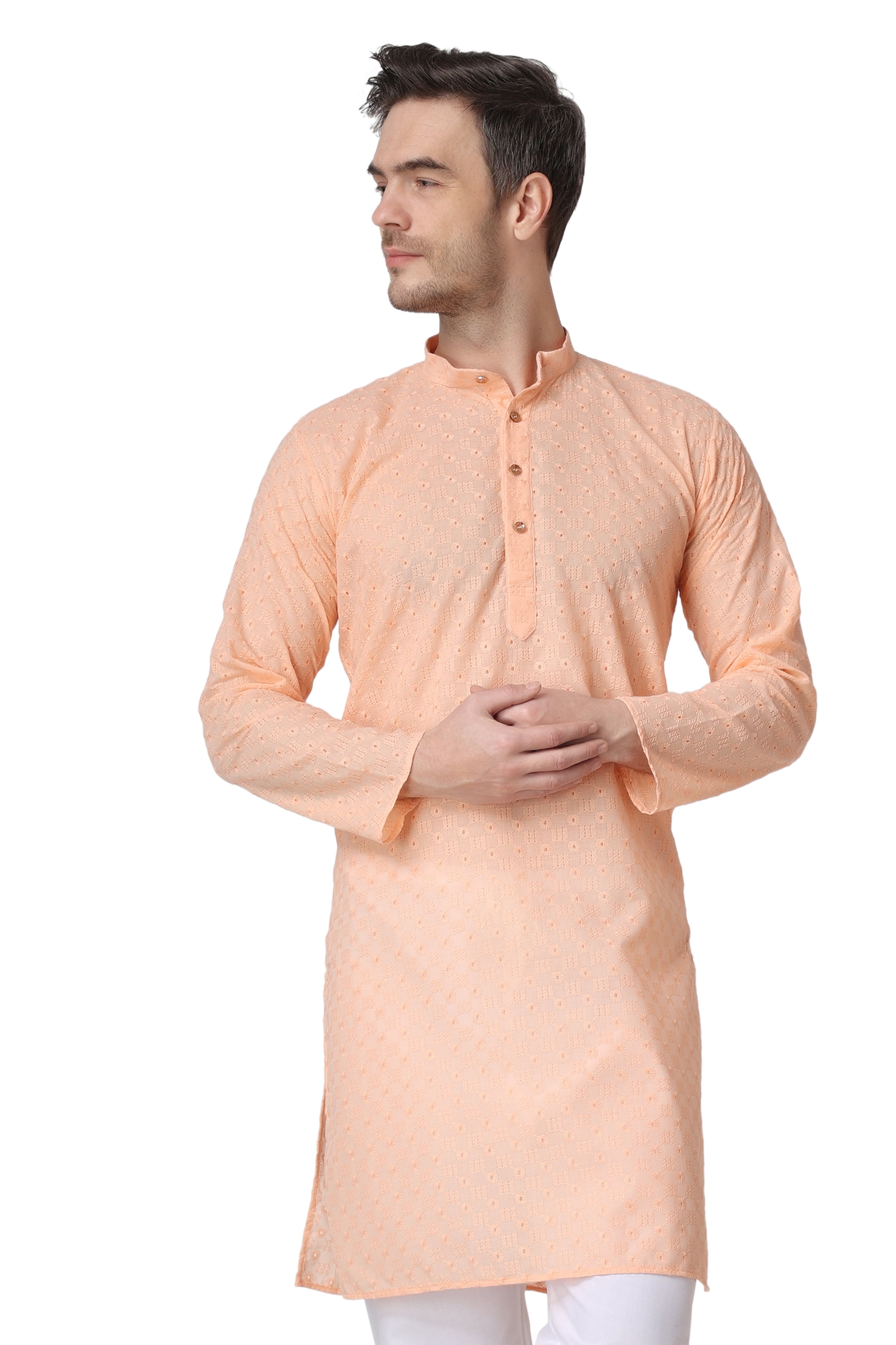 Royal Kurta Men's Cotton Chikankari Work Kurta