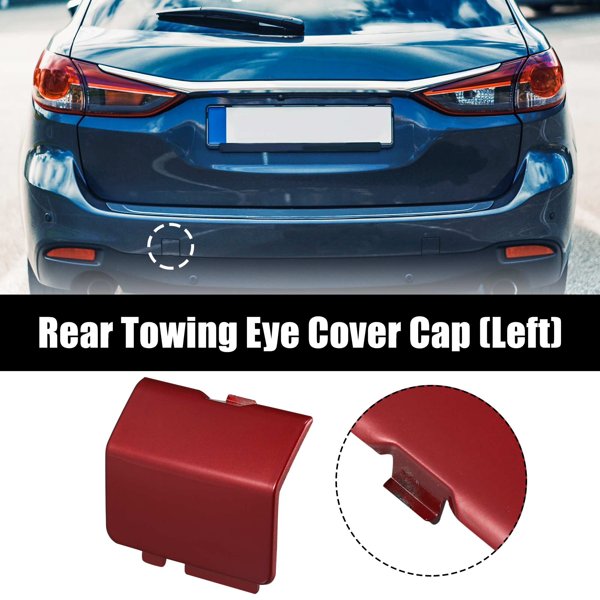 2-Piece Rear Bumper Tow Hook Cover Cap – Left & Right – Fits Mazda 3 2014-2018 – Black Plastic – MINETPS