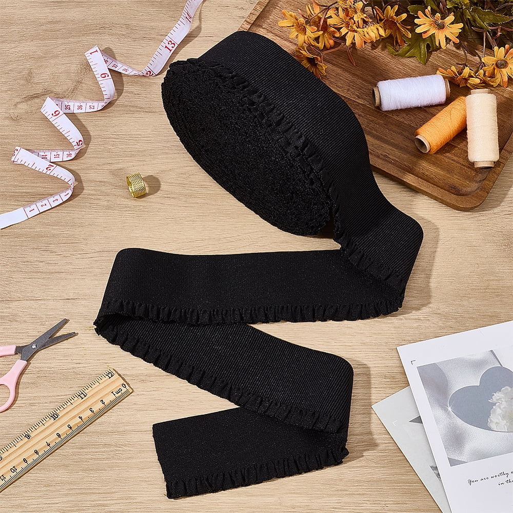 9.4 Yards Polyester Lace Ribbons Garment Accessory Black 2-3/8 inch(60mm) for DIY