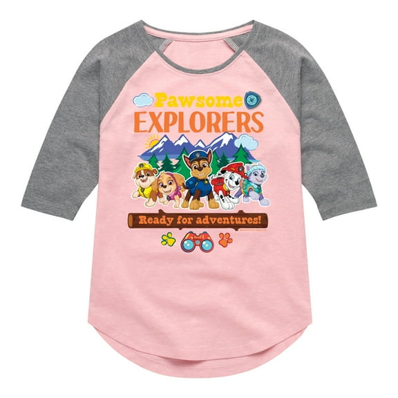 Paw Patrol - Pawsome Explorers - Toddler And Youth Girls Raglan Graphic T-Shirt