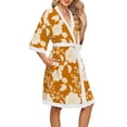 thumbnail image 3 of DreamFish Women's Floral Knit Bathrobe Soft Kimono Style Robe Knee Length Sleepwear with Pockets 3/4 Sleeves, 3 of 6