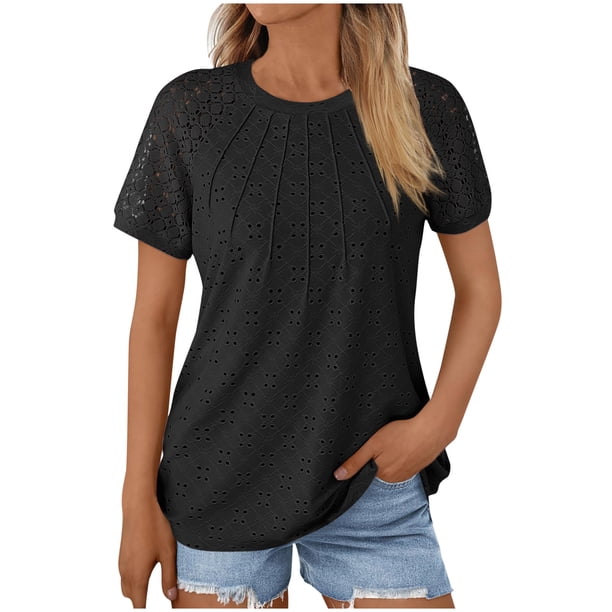 Pantalones Cortos para las Mujeres Impresión Sexy Cómodo Bolsillo de Manga Corta, Botón Top Blusa Camiseta