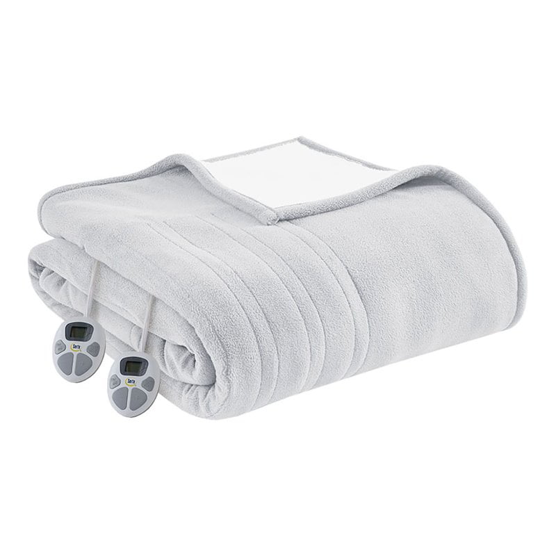 Serta 62x84 Polyester Fabric Fleece to Sherpa Heated Electric Blanket in  Gray | Walmart Canada