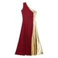thumbnail image 6 of Alvivi Womens Metallic Gold Color Block One Shoulder Sleeveless Liturgical Praise Dance Dress Burgundy M, 6 of 7