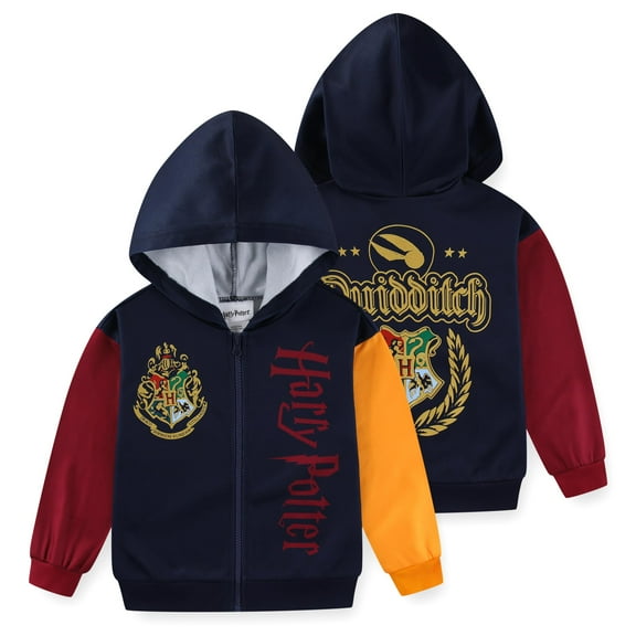 Harry Potter Hogwarts Quidditch Full Zip Up Hoodie (Boys), Sizes 4-10