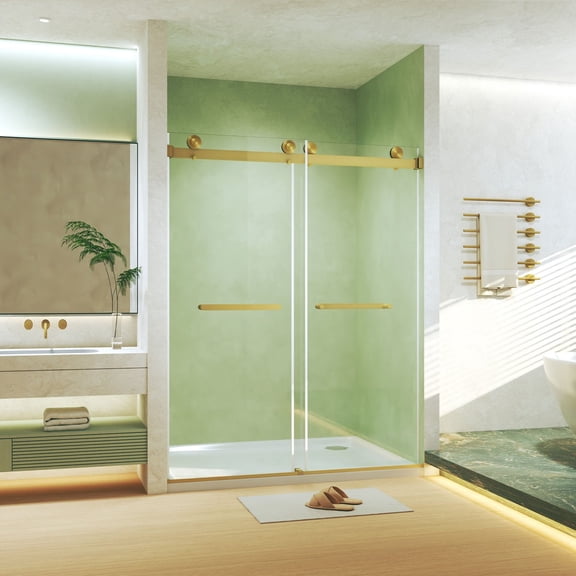 56-60" W x 74" H Frameless Double Sliding Shower Door with Tempered Glass