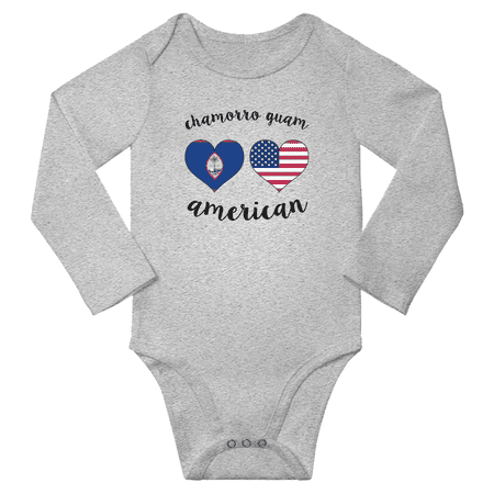 

Chamorro Guam and American Love Heart Baby Long Slevve Bodysuits (Gray 3-6 Months)