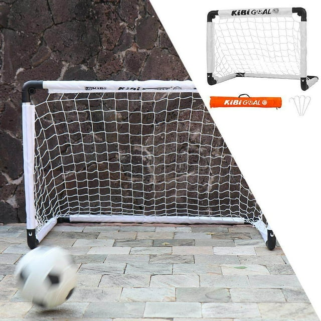 Langgg Ensemble de But de Soccer pour Enfants, Mini Filet de Cour Arrière et Mini Filet Intérieur, Ballon Blanc avec Sac de Rangement