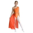 thumbnail image 2 of Nyeemya Girls Glitter Ballet Dress Sleeveless Figure Skating Dress Lyrical Dance Leotard with Maxi Skirt Orange 16, 2 of 7