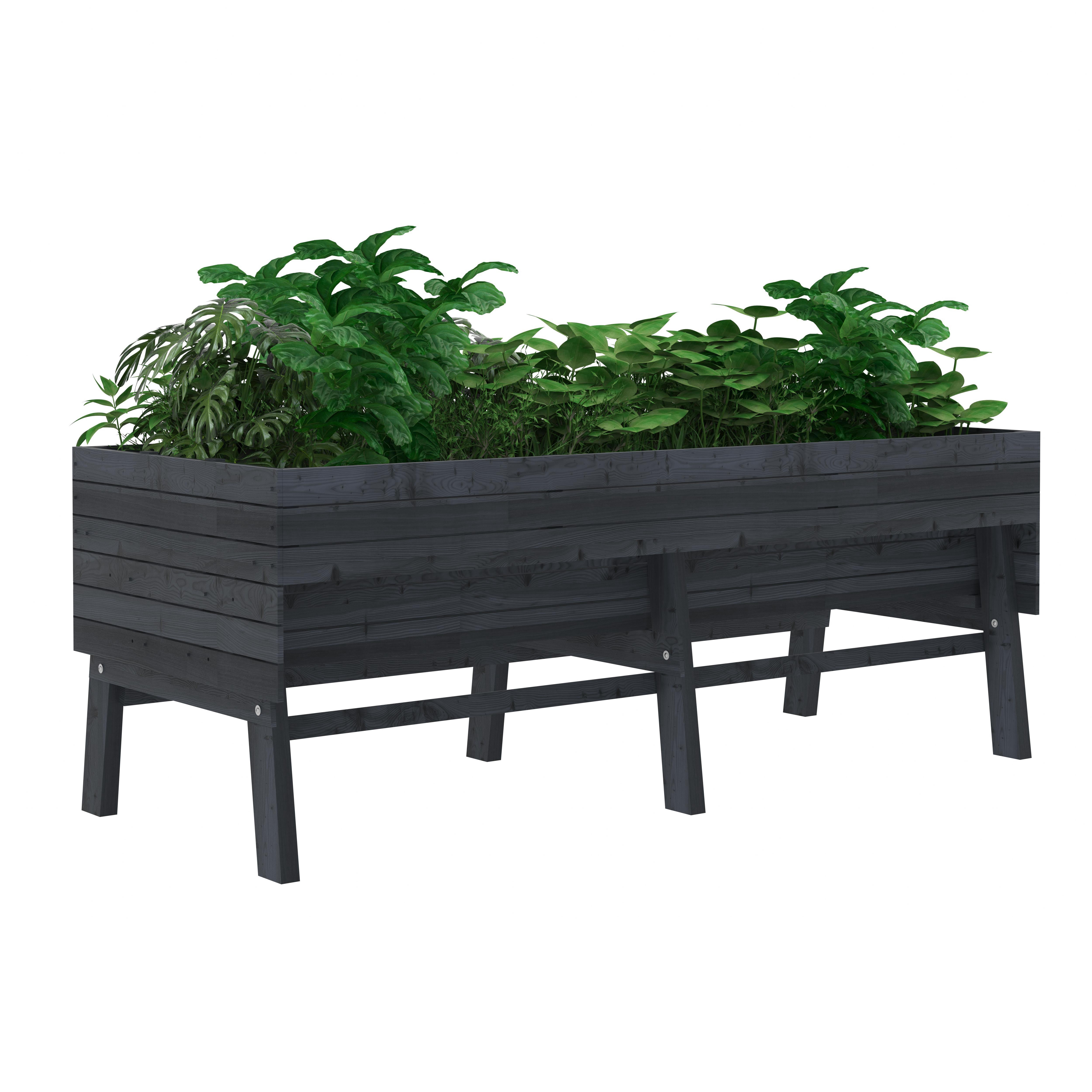 VEIKOUS 6x3x2 ft Raised Garden Bed, Large Planter Boxes with Liners for Outdoor Flower Bed, Grey