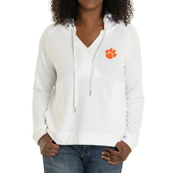 Women's  White Clemson Tigers Christine Pullover Hoodie