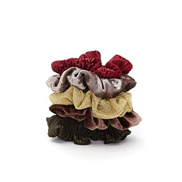 Kitsch Velvet Scrunchies - Large Hair Ties, Ponytail Holders & Hair Bands for Women and Girls, 5pc (Holiday)