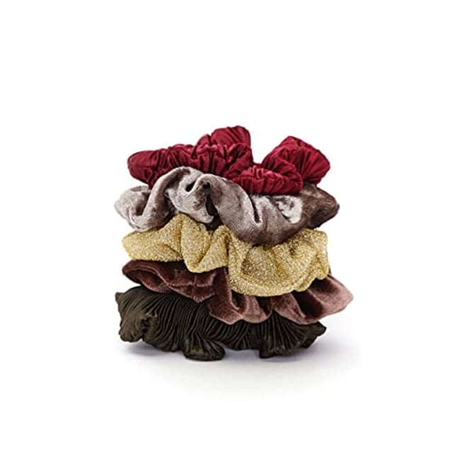 Kitsch Velvet Scrunchies - Large Hair Ties, Ponytail Holders & Hair Bands for Women and Girls, 5pc (Holiday)